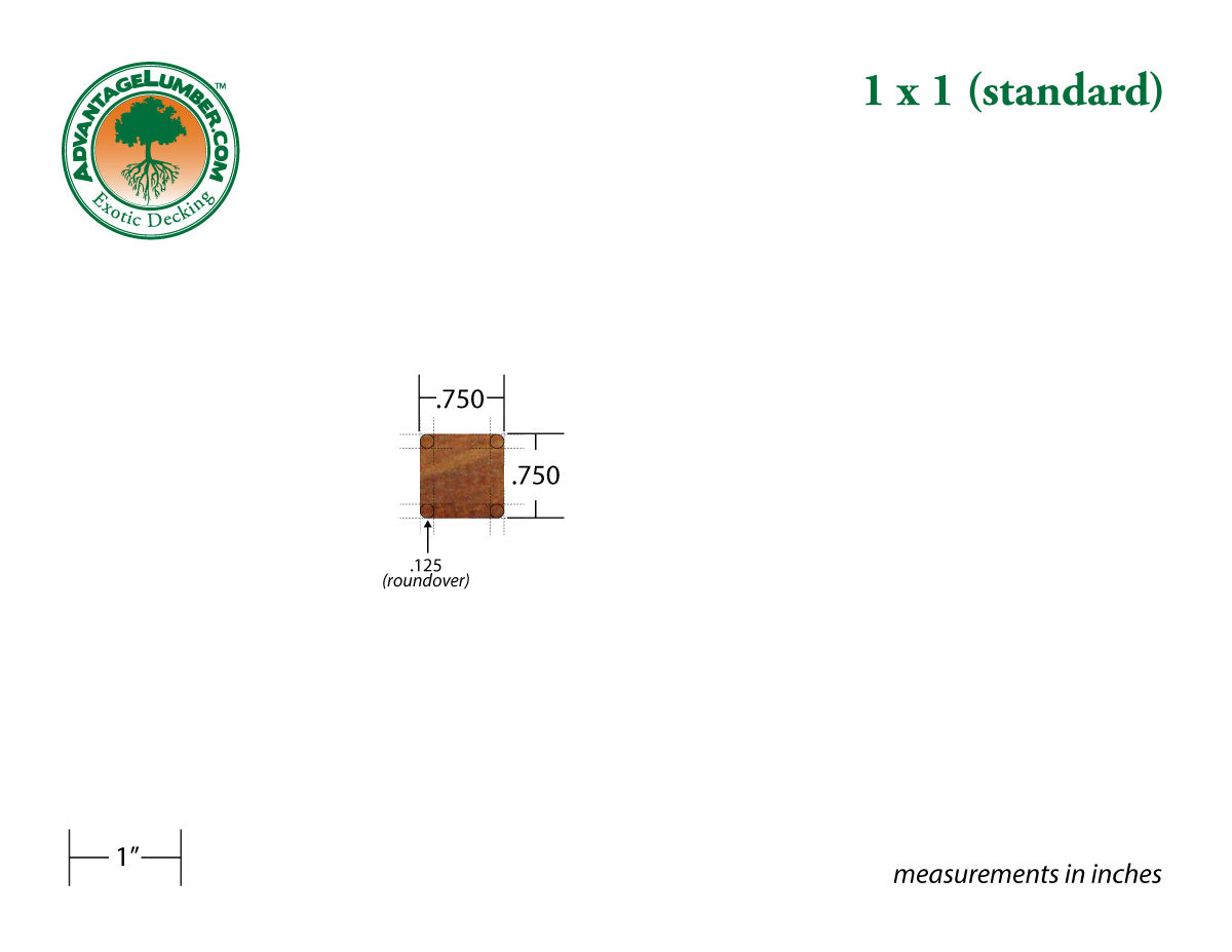 1 x 1 Cumaru Wood