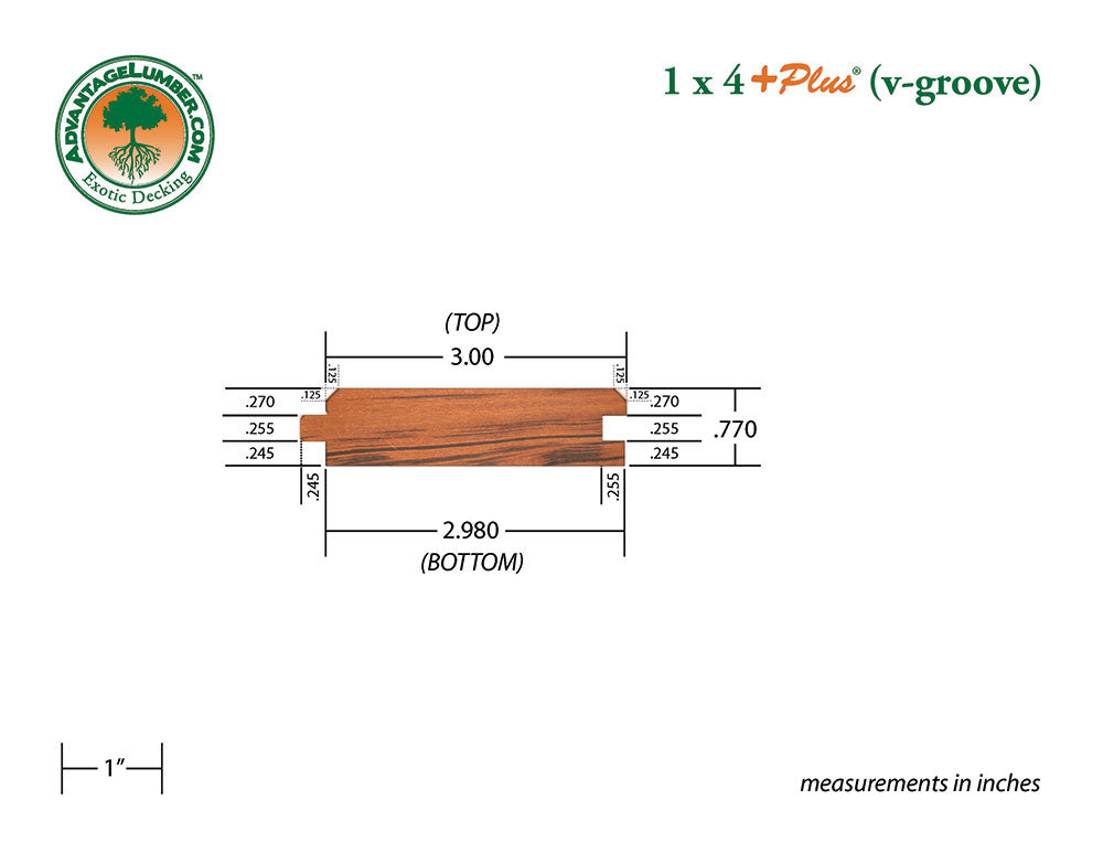 1 x 4 +Plus® Tigerwood V-Groove Ceiling (21mm x 4)