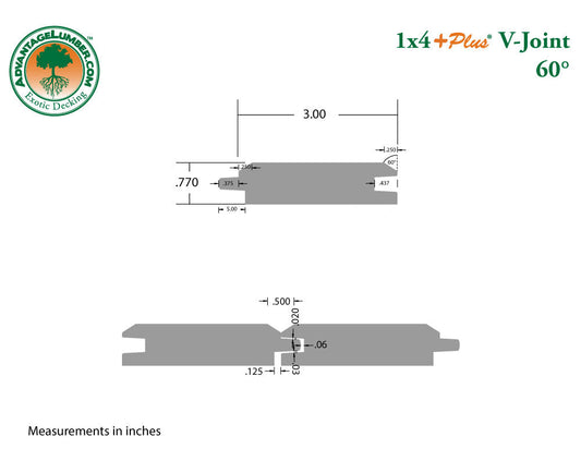 1 x 4 +Plus® Teak Wood 60° V-Joint (Premium Grade)
