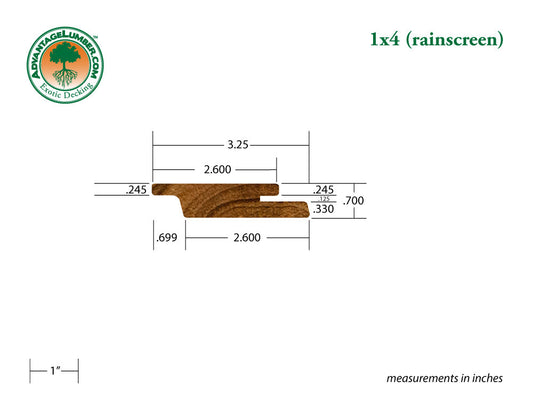 1 x 4 Teak Rainscreen Siding (Select Grade)