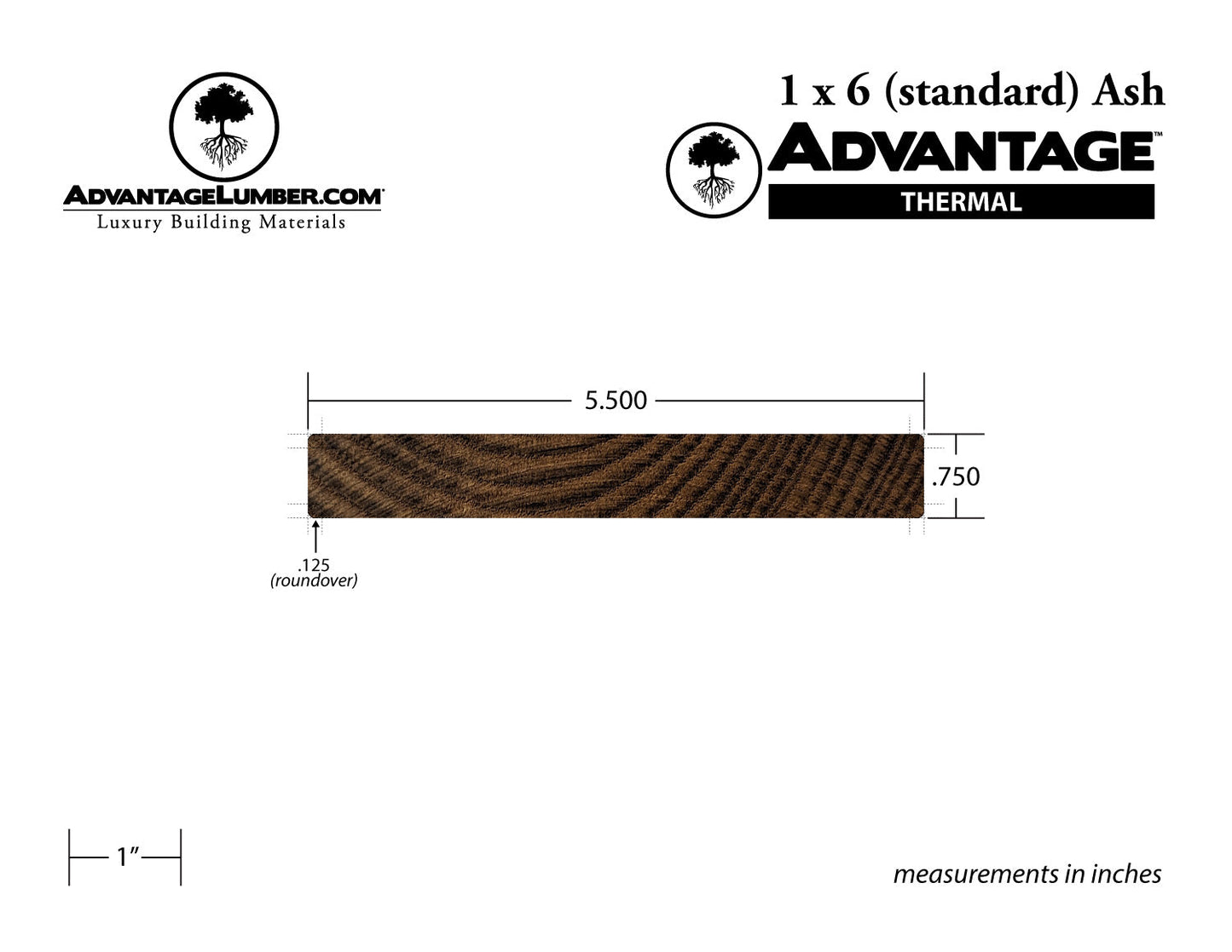 Advantage Thermally Modified Ash, 1x6 Standard