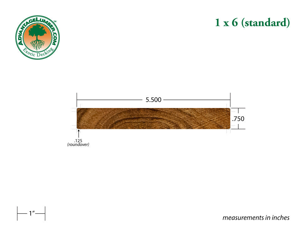 1 x 6 Teak - Plantation Wood Decking (Select Grade)