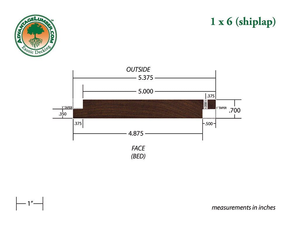 1 x 6 Ipe Shiplap Siding