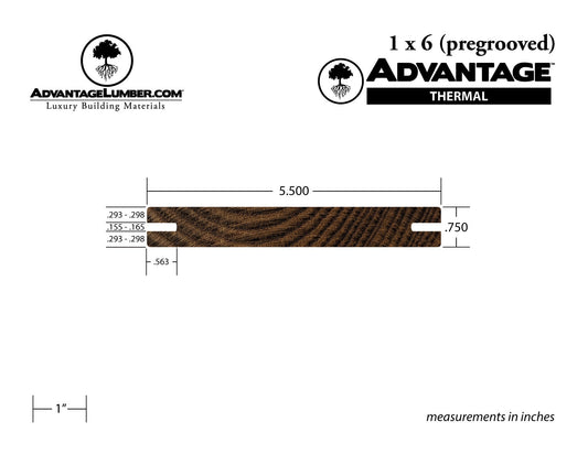 Advantage Thermally Modified Ash, 1x6 Pre-Grooved