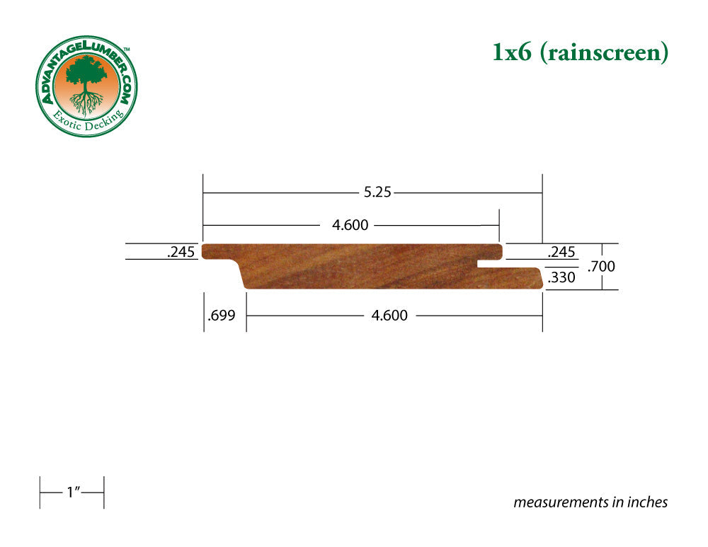 1 x 6 Cumaru Rainscreen Siding