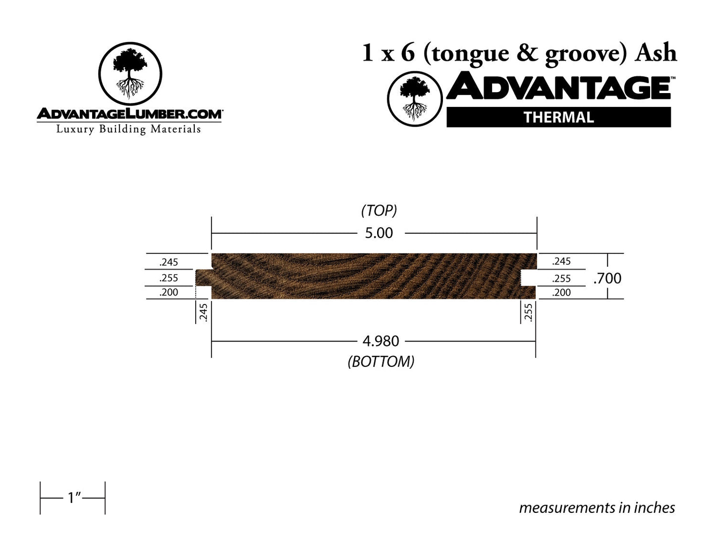 Advantage Thermally Modified Ash, 1x6 T&G