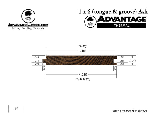 Advantage Thermally Modified Ash, 1x6 T&G