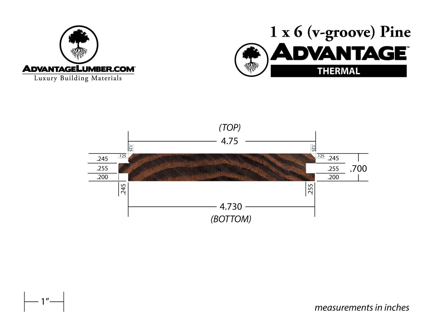 Advantage Thermally Modified Pine, 1x6 V-Groove
