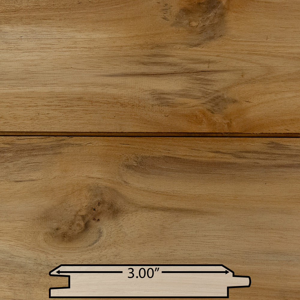 1x4 Plantation Teak 60° V-Joint Unfinished, Character Grade