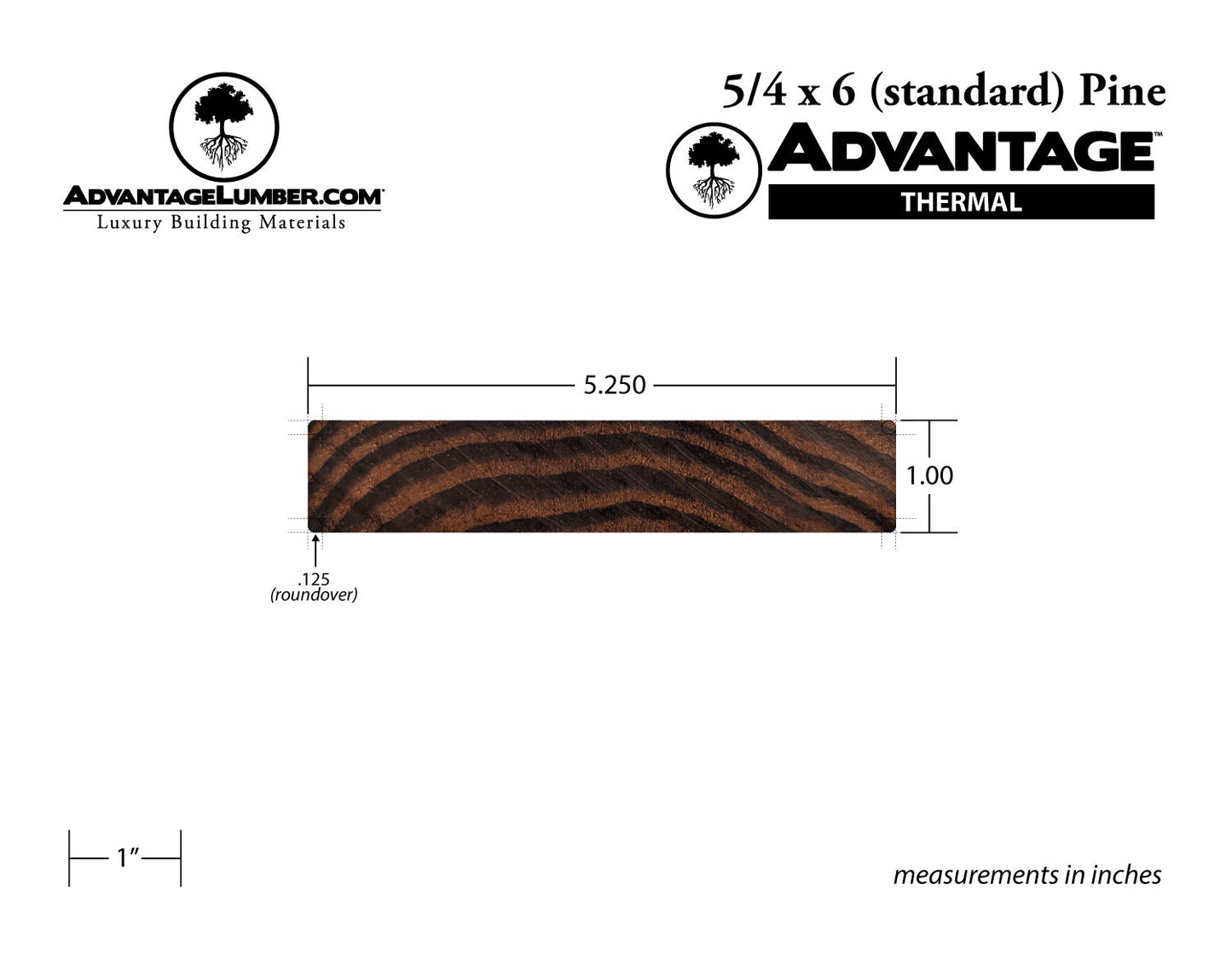Advantage Thermally Modified Pine, 5/4x6 Standard