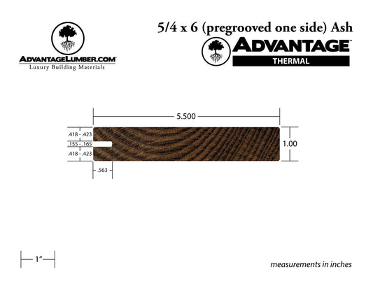 Advantage Thermally Modified Ash, 5/4x6 One-Sided Pre-Grooved