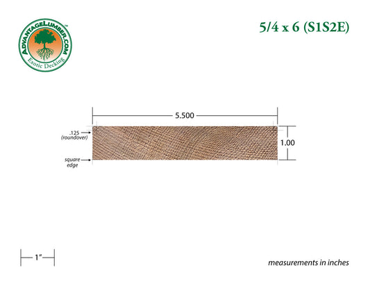 5/4x6 Western Red Cedar - Select Tight Knot (STK) S4SEE