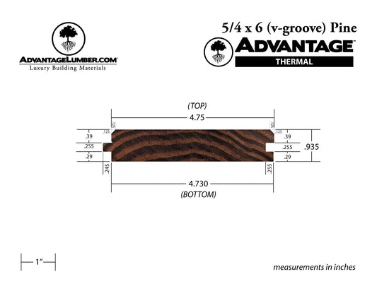 Advantage Thermally Modified Pine, 5/4x6 V-Groove