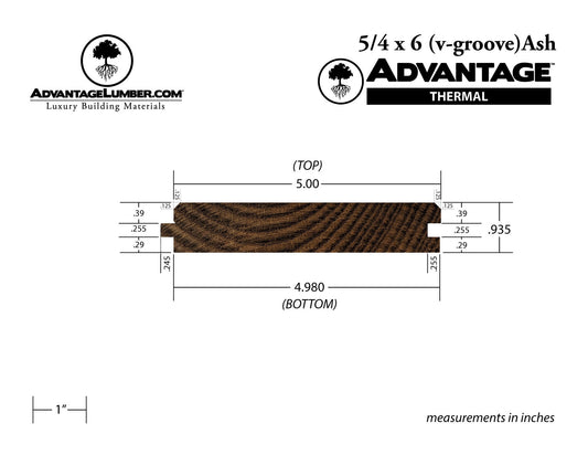 Advantage Thermally Modified Ash, 5/4x6 V-Groove