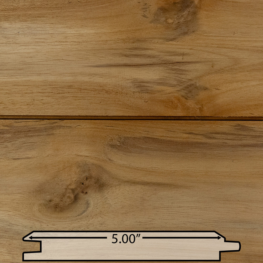 1x6 Plantation Teak 45° V-Groove Unfinished, Character Grade