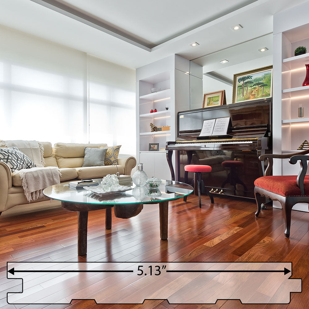 Brazilian Cherry (Jatoba) Engineered Flooring 5.125″ Prefinished Satin, $6.79/sqft