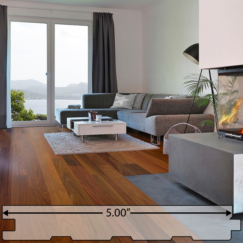 Ipe (Brazilian Walnut) Solid Flooring 5″ Prefinished Satin, $8.77/sqft