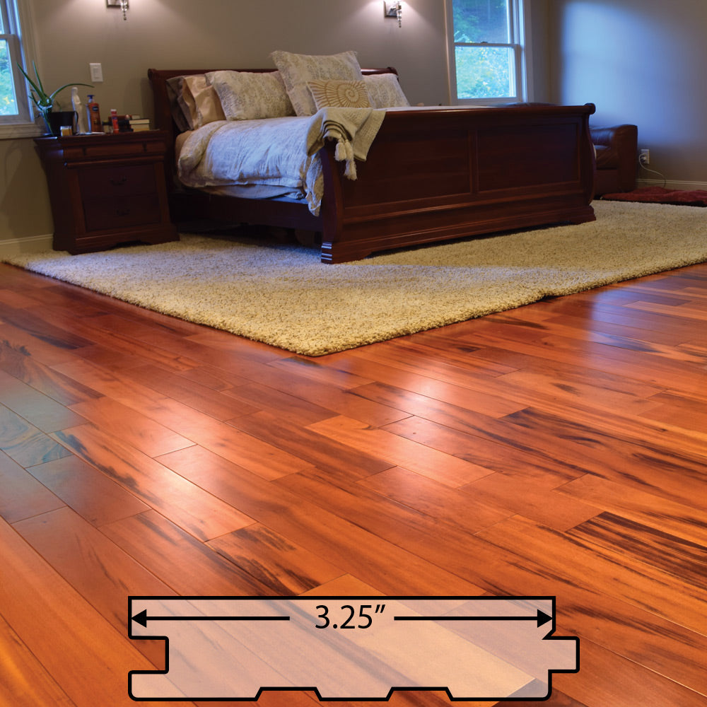 Tigerwood (Goncalo Alves, Muiracatiara, Brazilian Koa) Solid Flooring 3.25″ Unfinished, $5.20/sqft