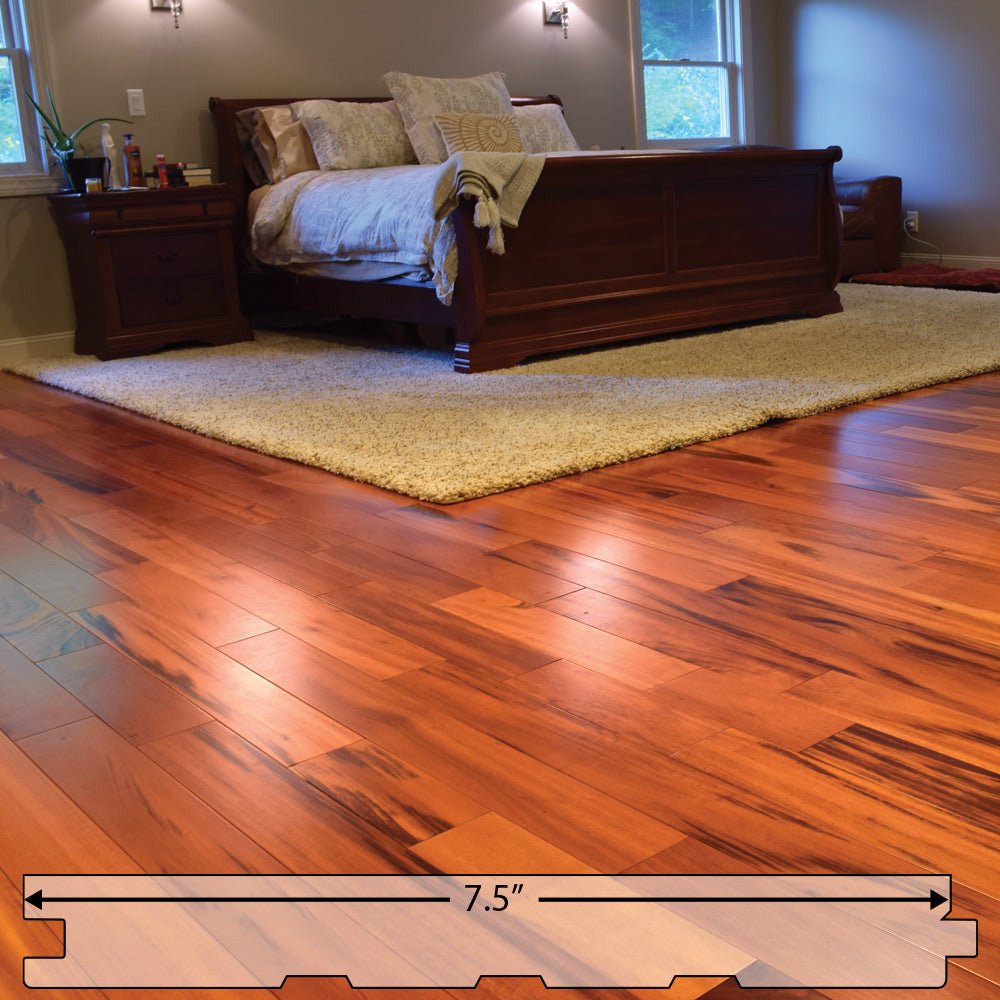 Tigerwood (Goncalo Alves, Muiracatiara, Brazilian Koa) Engineered Flooring 0.625″ x 7.5″ Prefinished Matte, $8.49/sqft - Ipe Depot