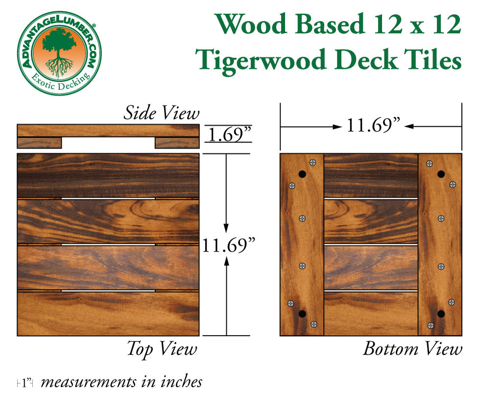 Tigerwood Advantage Deck Tiles® 12 x 12 - Smooth