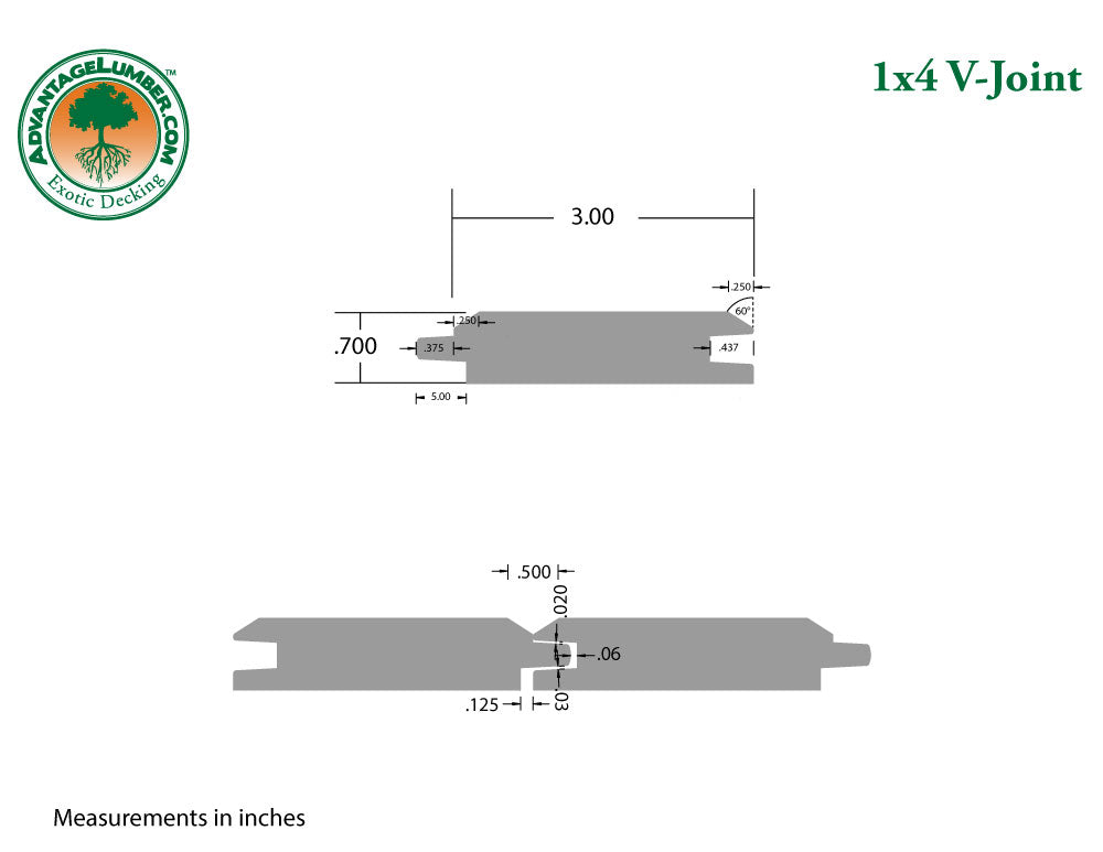 1 x 4 Teak - Plantation Wood 60° V-Joint (Select Grade)