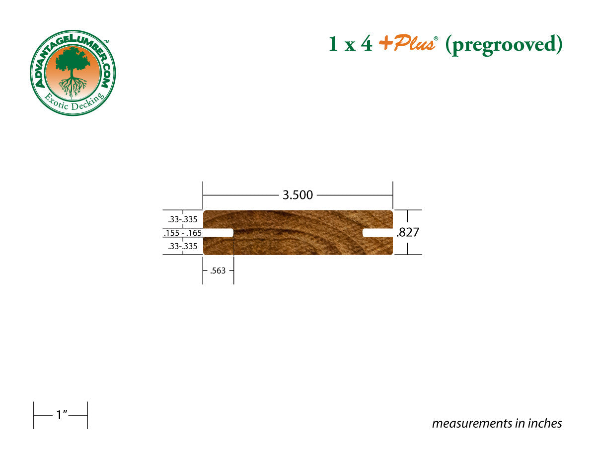 1 x 4 +Plus® Teak Wood Pre-Grooved Decking (21mm x 4) (Select Grade)