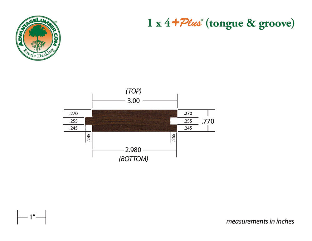 1 x 4 +Plus® Ipe Wood T&G Decking (21mm x 4)