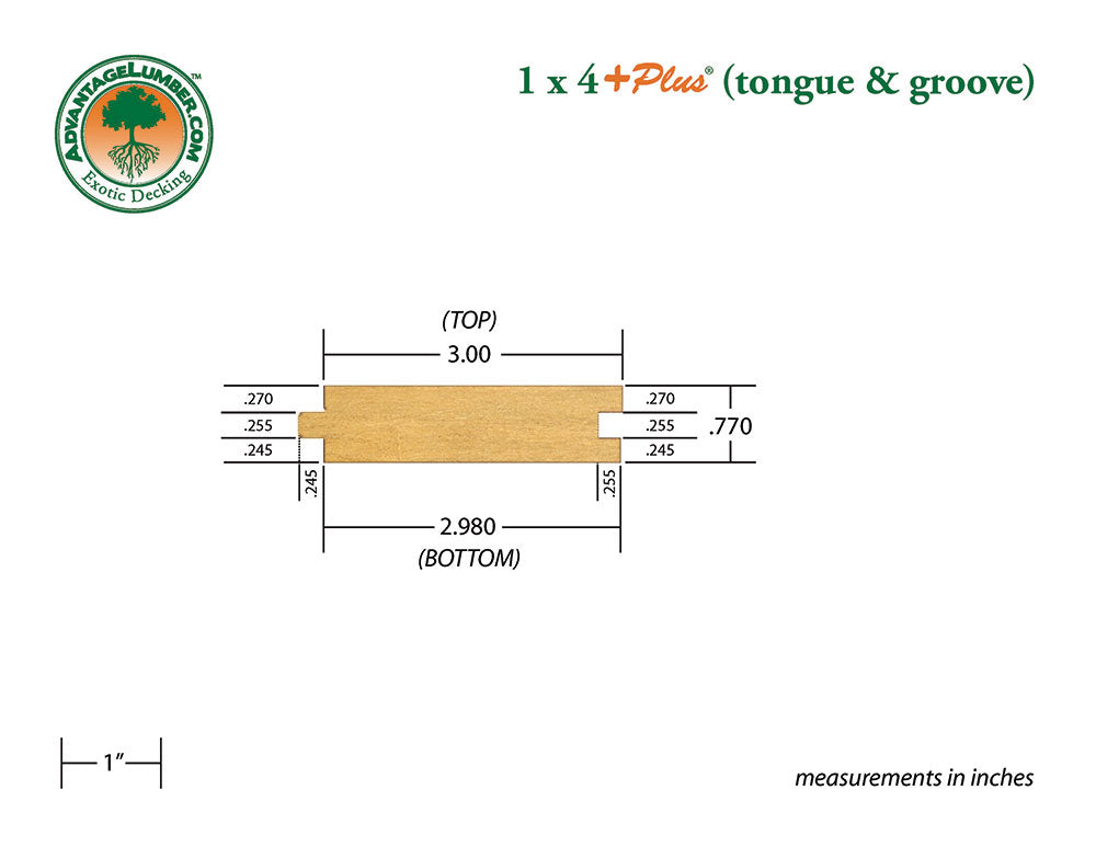 1 x 4 +Plus® Garapa Wood T&G Decking (21mm x 4)