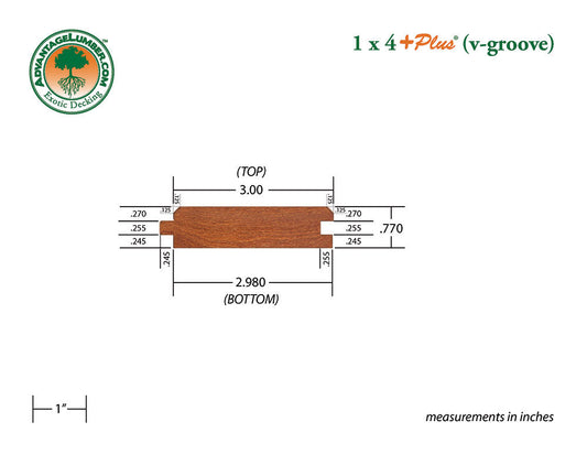 1 x 4 +Plus® Cumaru Wood V-Groove (21mm x 4)