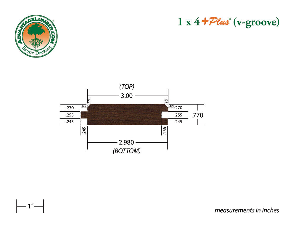 1 x 4 +Plus® Ipe Wood V-Groove (21mm x 4)