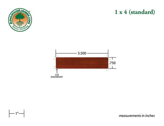 1 x 4 Brazilian Redwood (Massaranduba) Wood Decking