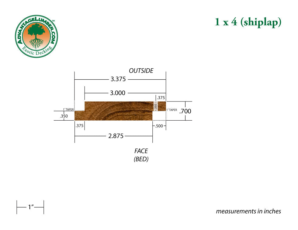 1 x 4 Teak - Plantation Shiplap Siding (Select Grade)