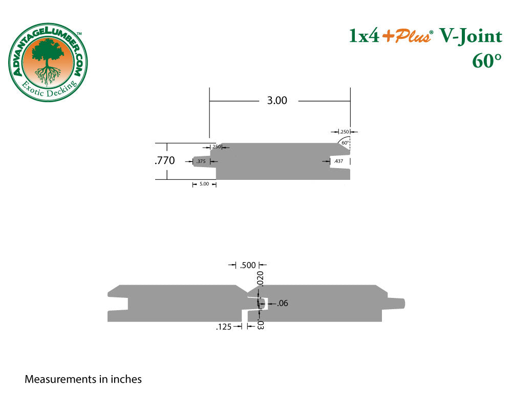 1 x 4 +Plus® Teak Wood 60° V-Joint (Premium Grade)