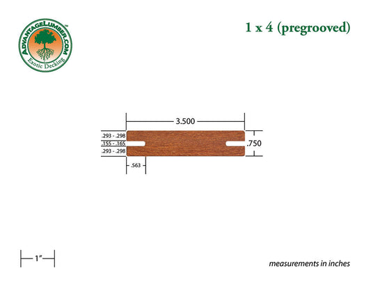 1 x 4 Cumaru Wood Pre-Grooved Decking