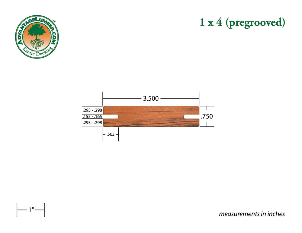 1x4 Tigerwood Pre-Grooved 6'-18' Deck Surface Kit