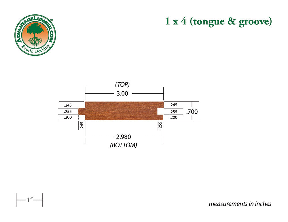 1 x 4 Cumaru Wood T&G Decking