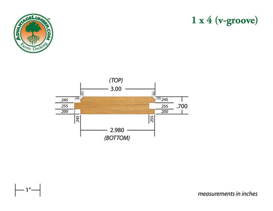 1 x 4 Garapa Wood V-Groove