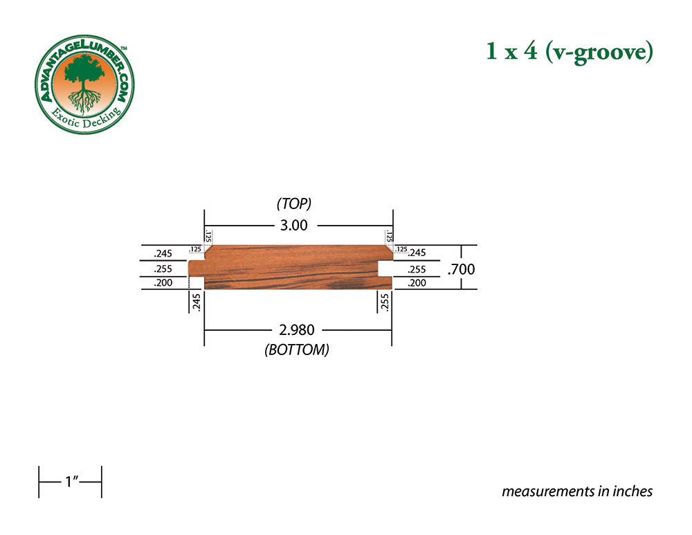 1 x 4 Tigerwood V-Groove