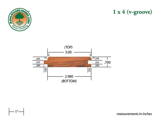 1 x 4 Tigerwood V-Groove