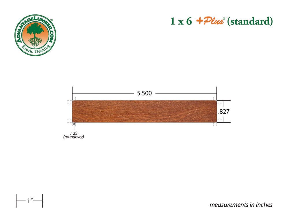 1 x 6 +Plus® Cumaru Wood Decking (21mm x 6)