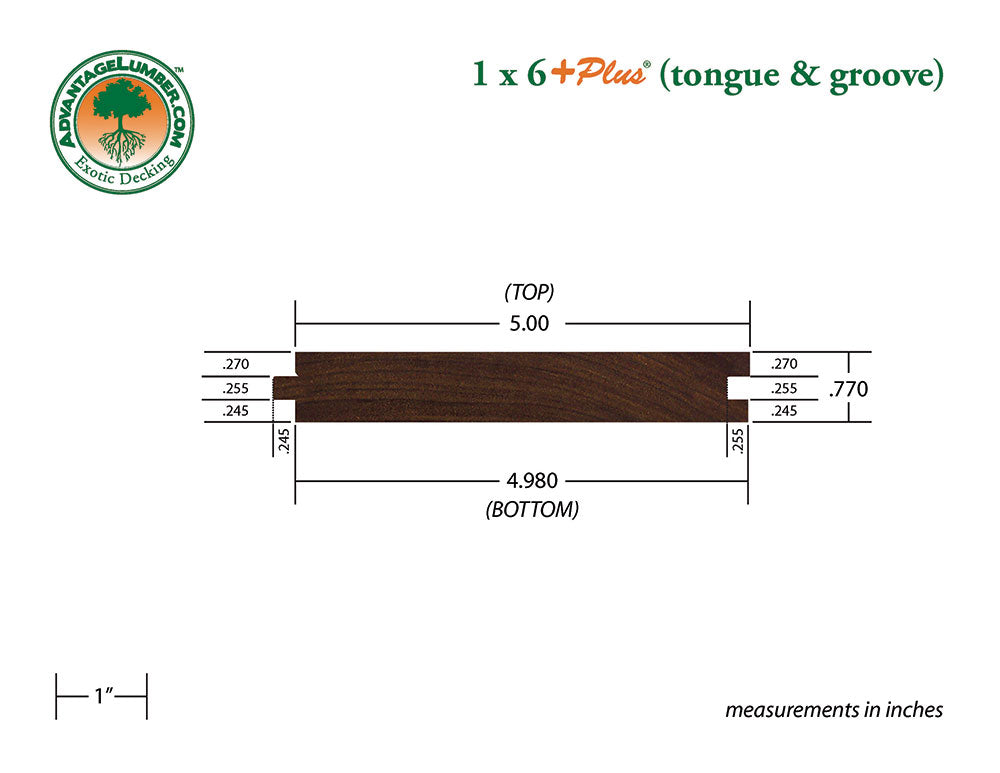 1 x 6 +Plus® Ipe Wood T&G Decking