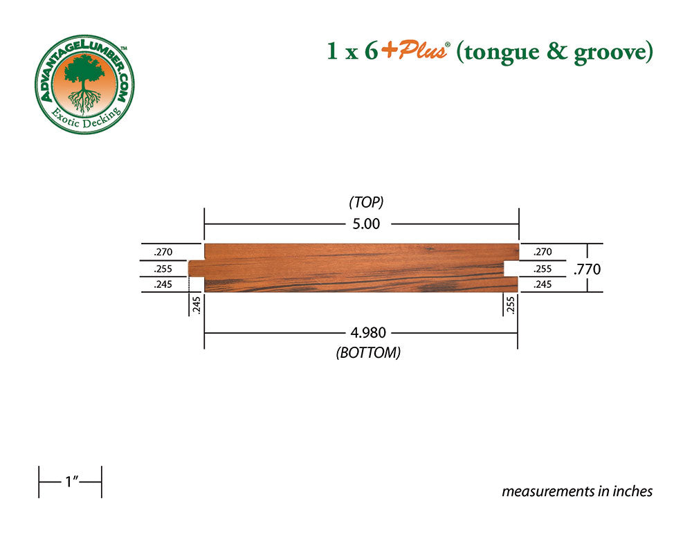 1 x 6 +Plus® Tigerwood T&G Decking