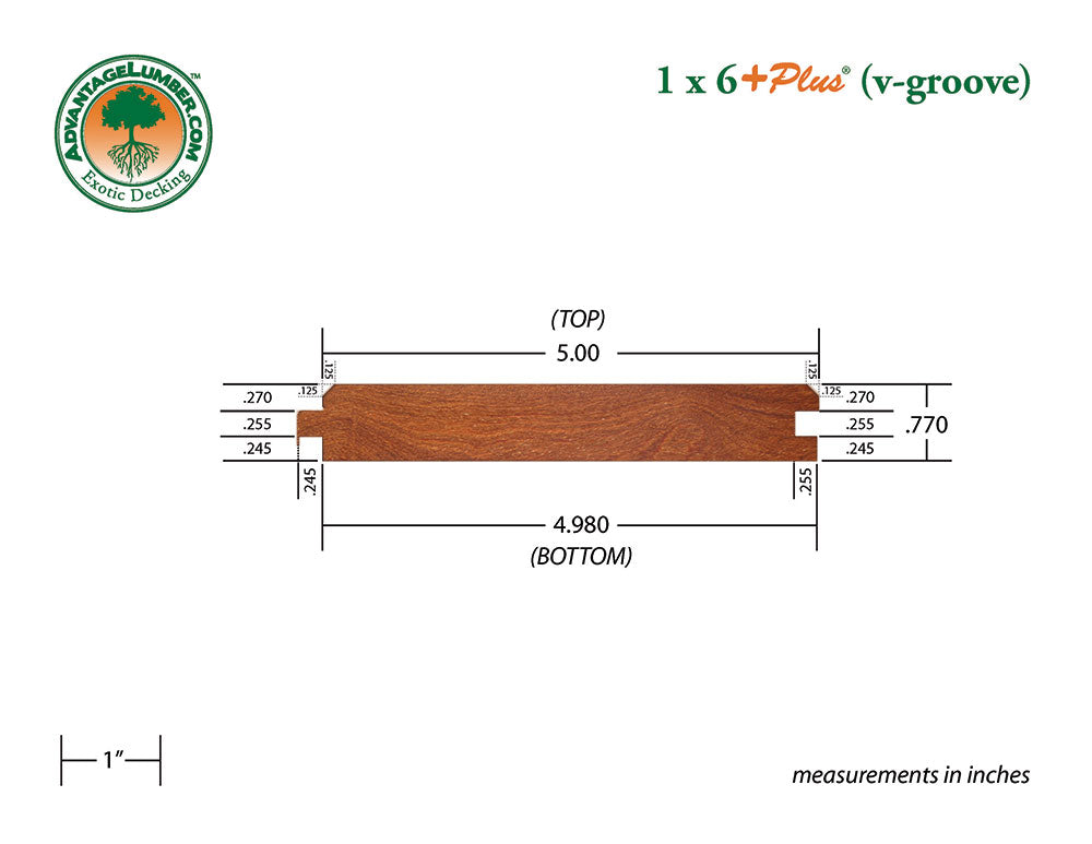 1 x 6 +Plus® Cumaru Wood V-Groove