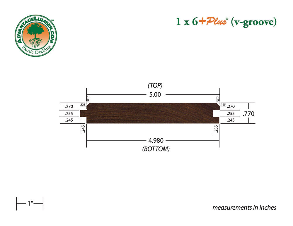 1 x 6 +Plus® Ipe Wood V-Groove