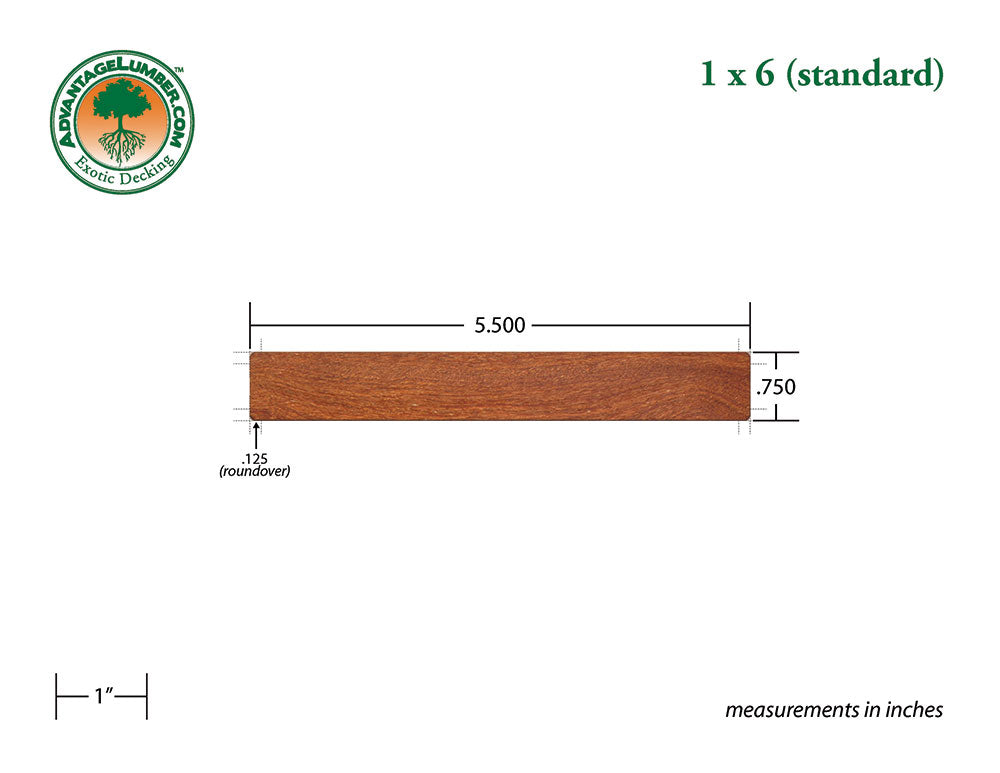 1 x 6 Golden Mahogany™ (Yellow Balau) Wood Decking