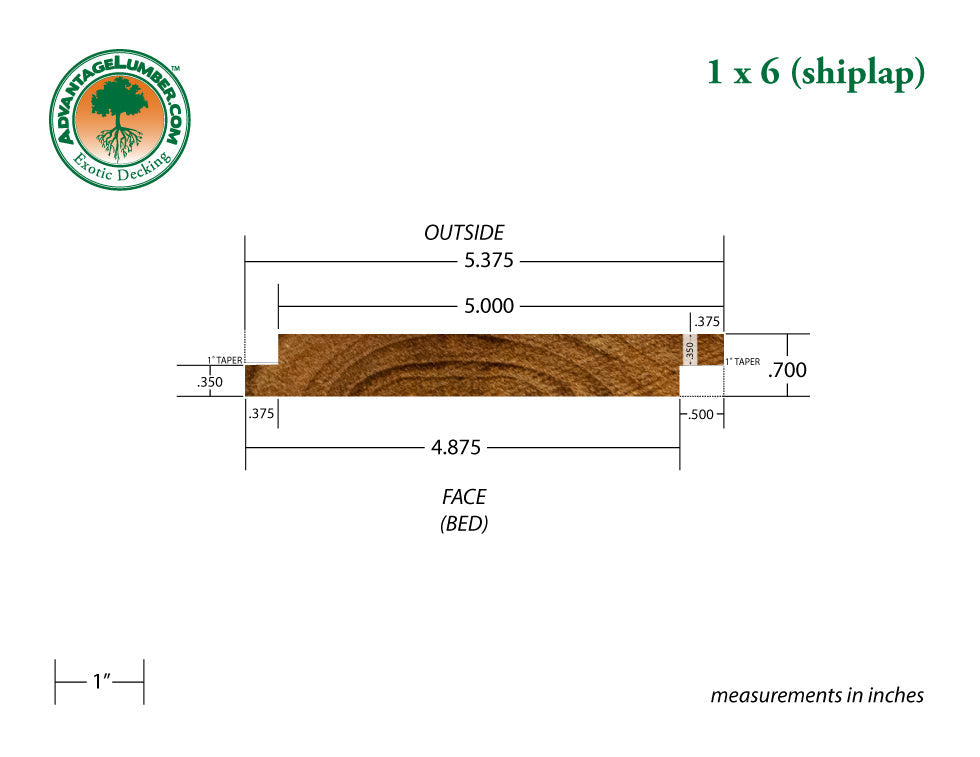 1 x 6 Teak - Plantation Shiplap (Select Grade)