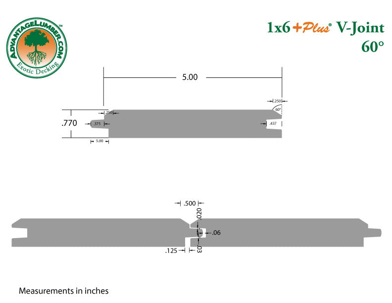 1 x 6 +Plus® Teak Wood 60° V-Joint (Premium Grade)