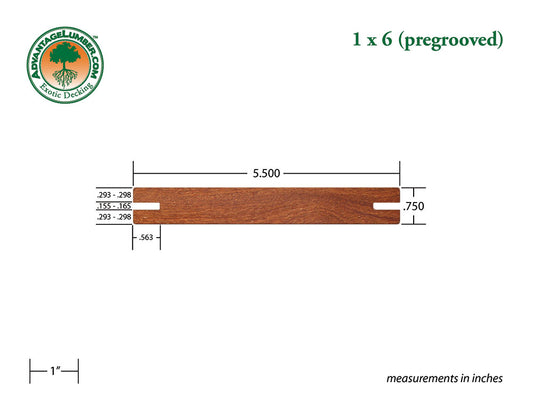 1x6 +Plus® Cumaru Pre-Grooved 6'-18' Deck Surface Kit