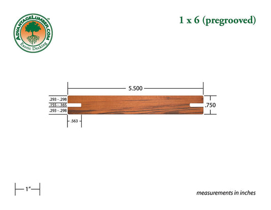 1 x 6 Tigerwood Pre-Grooved Decking