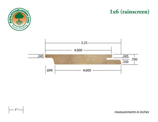 1 x 6 Garapa Rainscreen Siding